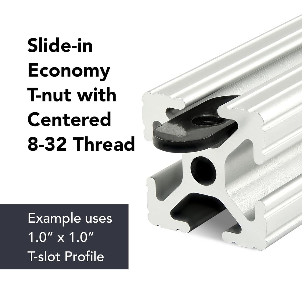 8020, 3275, 10 Series Steel 8-32 Centered Slide in Economy T Nuts Hardware Nuts for 1 Inch Aluminum Extrusions (1500)