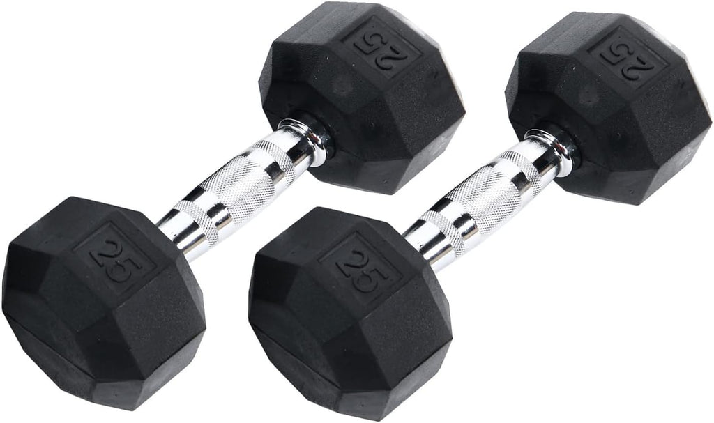 Ader Rubber Coated Hex Dumbbell Set 5-25 lbs