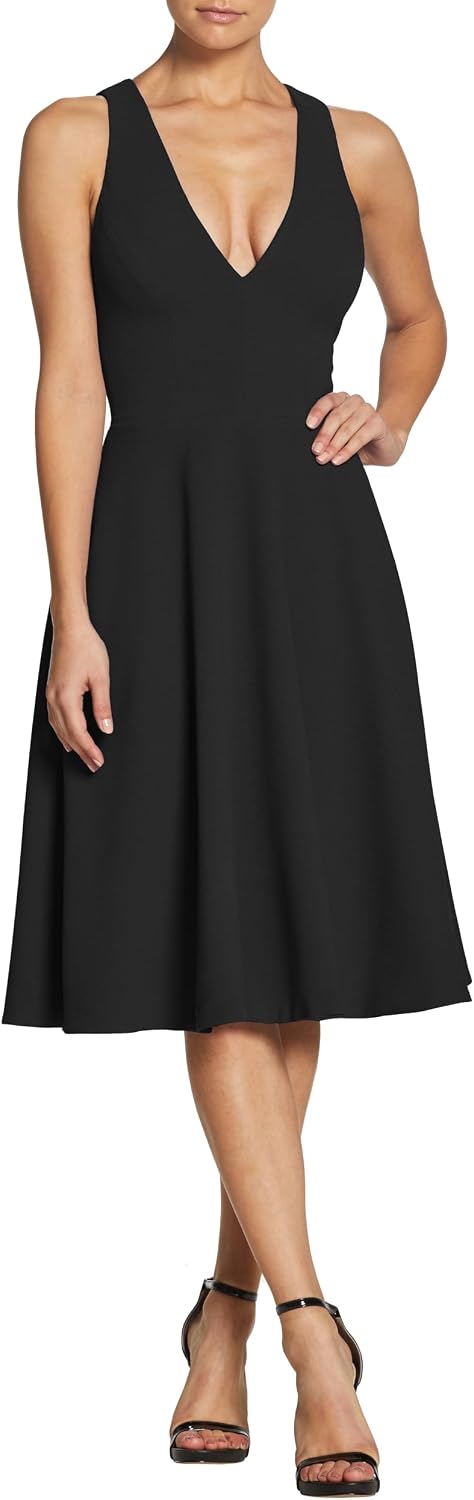 Dress the Population Women's Catalina Solid Sleeveless Fit & Flare Midi Dress