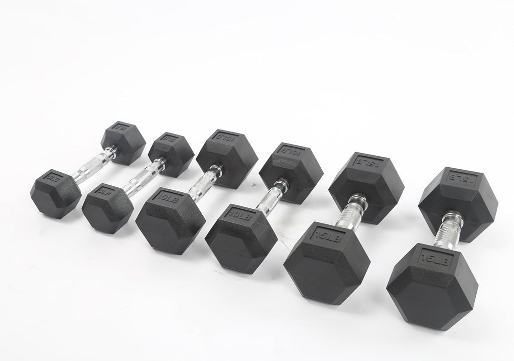 60 LB-100 LB Hex Dumbbells Set, PVC Coated Exercises & Fitness Dumbbell Weights Set for Strength Training Home Gym, 60 LBS (5x2+10x2+15x2), 100 LBS (20x2+30x2), Black
