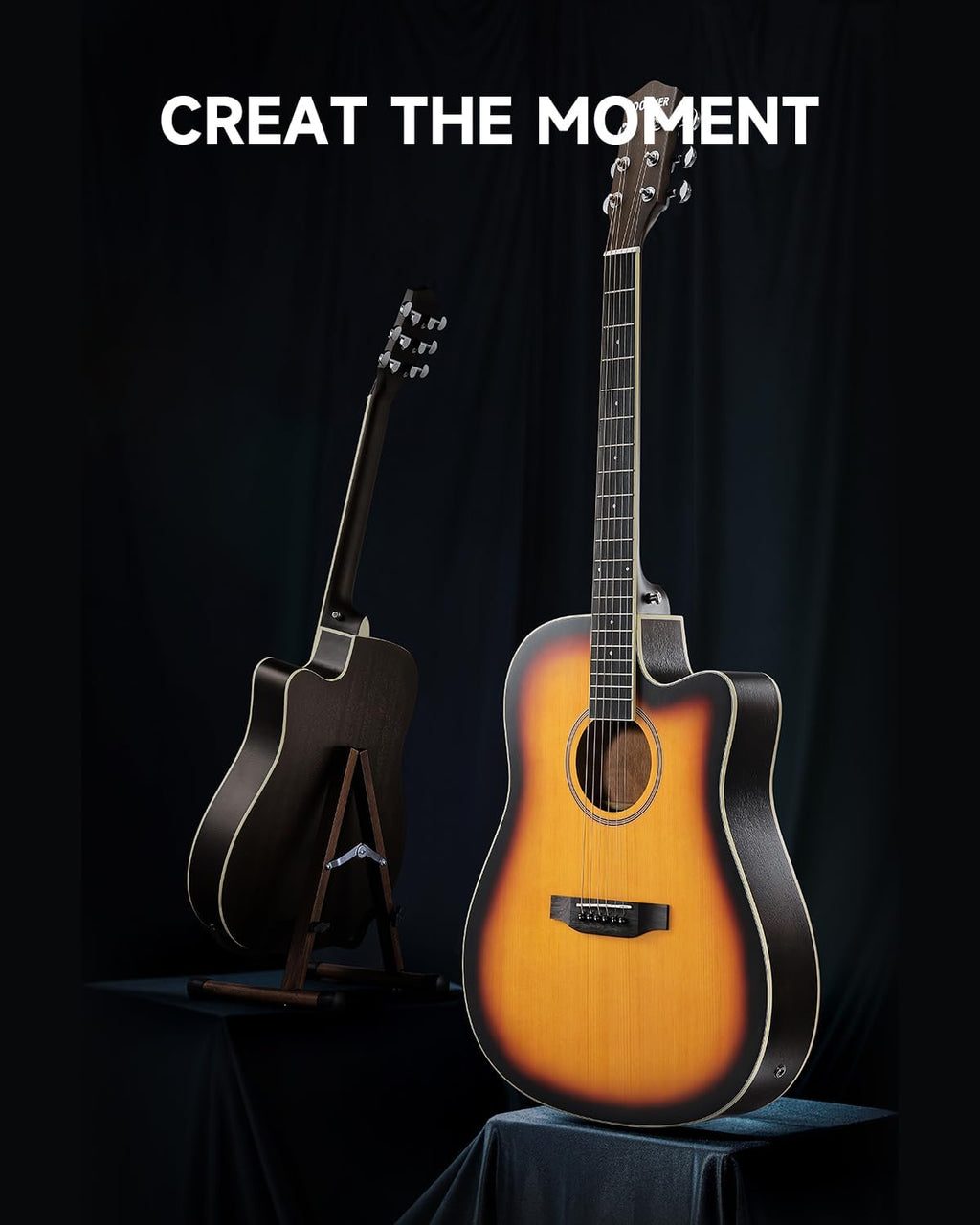Donner 41-Inch Acoustic Electric Guitar Kit for Beginners, Full Size with Capo, Picks, Tuner, Strings, Strap - Sunbrust