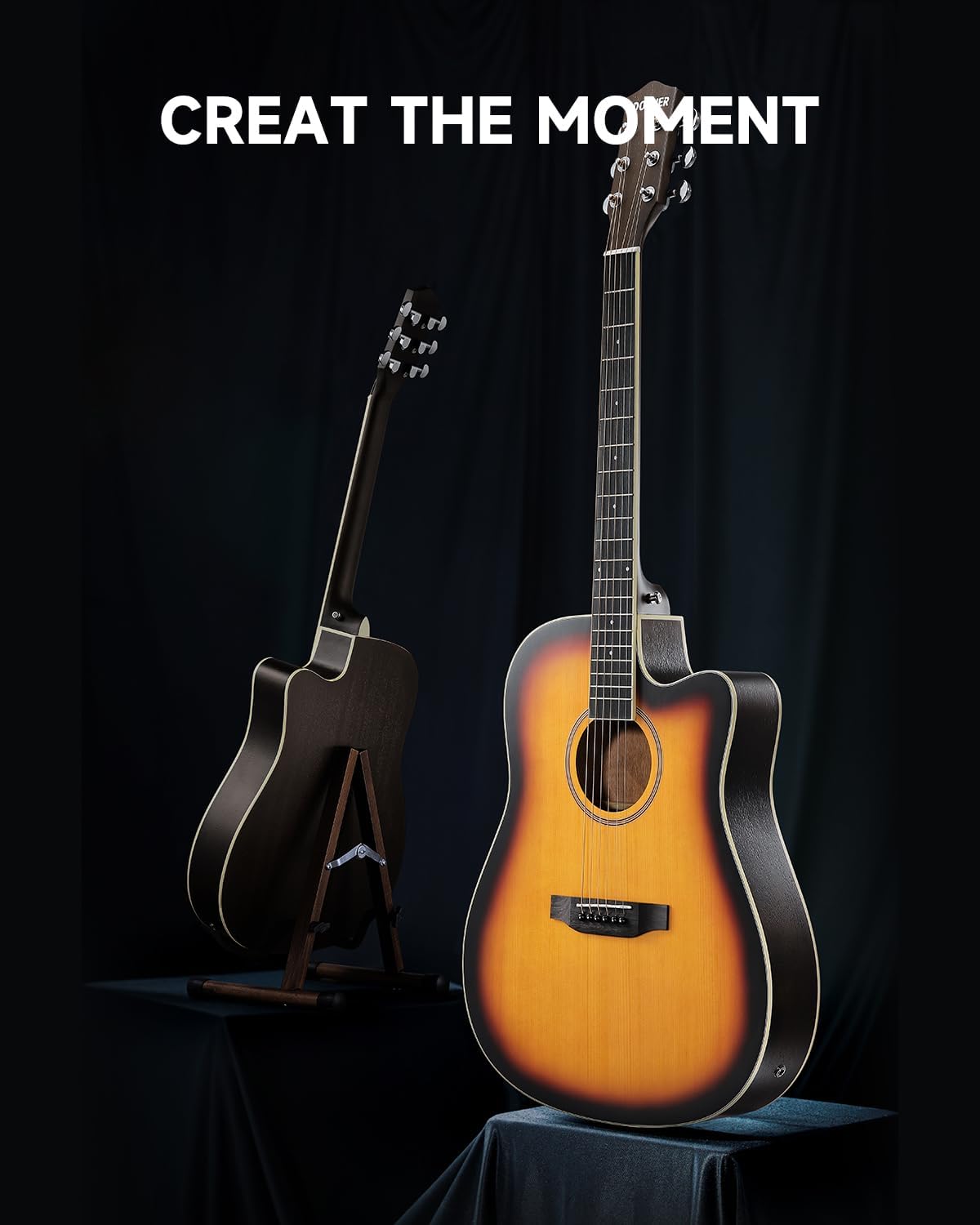 Donner 41-Inch Acoustic Electric Guitar Kit for Beginners, Full Size with Capo, Picks, Tuner, Strings, Strap - Sunbrust