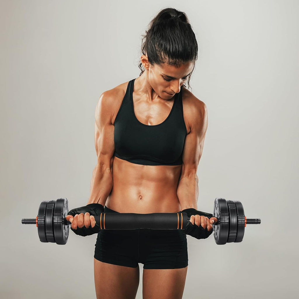 Adjustable Dumbbell Set, 22/44/66/88lbs Free Weights, 4-in-1 Barbell & Kettlebell Set, Non-slip Handles, Fitness for Men & Women