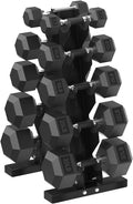 HANDBODE Hex Dumbbell Sets with Rack, 100-165 lb Rubber Encased Dumbbells for Strength Training, Exercise & Fitness, Home Gym Weight Set with Rack