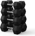 Rubber Encased Hex Dumbbell, Hand Weights with Anti-Slip Cast Iron Grip for Exercise & Fitness, Weights Dumbbells Set of 2 for Strength Training