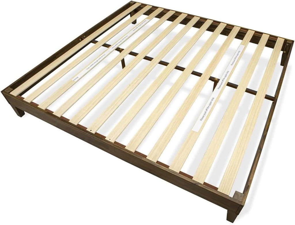 East West Furniture NVP-22-K King Size Platform Bed Frame with 4 Hardwood Legs and 2 Extra Center Legs - Walnut Finish