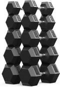 Rubber Encased Hex Dumbbell, Hand Weights with Anti-Slip Cast Iron Grip for Exercise & Fitness, Weights Dumbbells Set of 2 for Strength Training