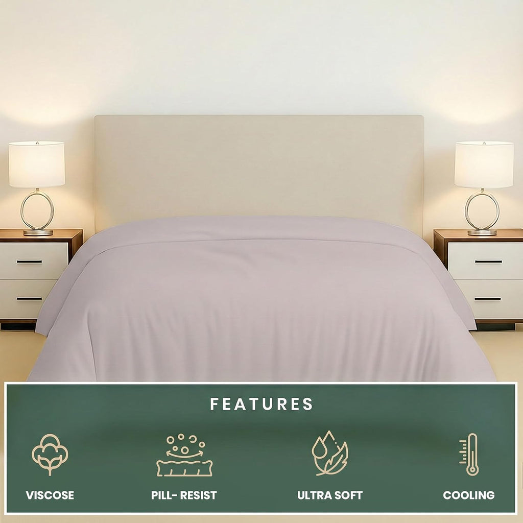 1 Pc 100% Viscose derived from Bamboo Duvet Cover Oversized King Size by Kotton Culture -Cooling & Silky Soft Luxury Bedding for Hot Sleepers,Comforter Cover-Zipper Closure & 8 Corner Ties -Light Grey