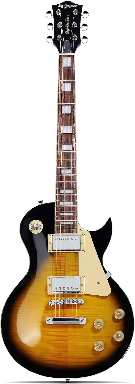 Leo Jaymz SC Series Electric Guitar – Mahogany Body, Laurel Fingerboard, Dual Humbuckers, Tune-O-Matic Bridge, C Neck, 18:1 Tuners (Sunburst)