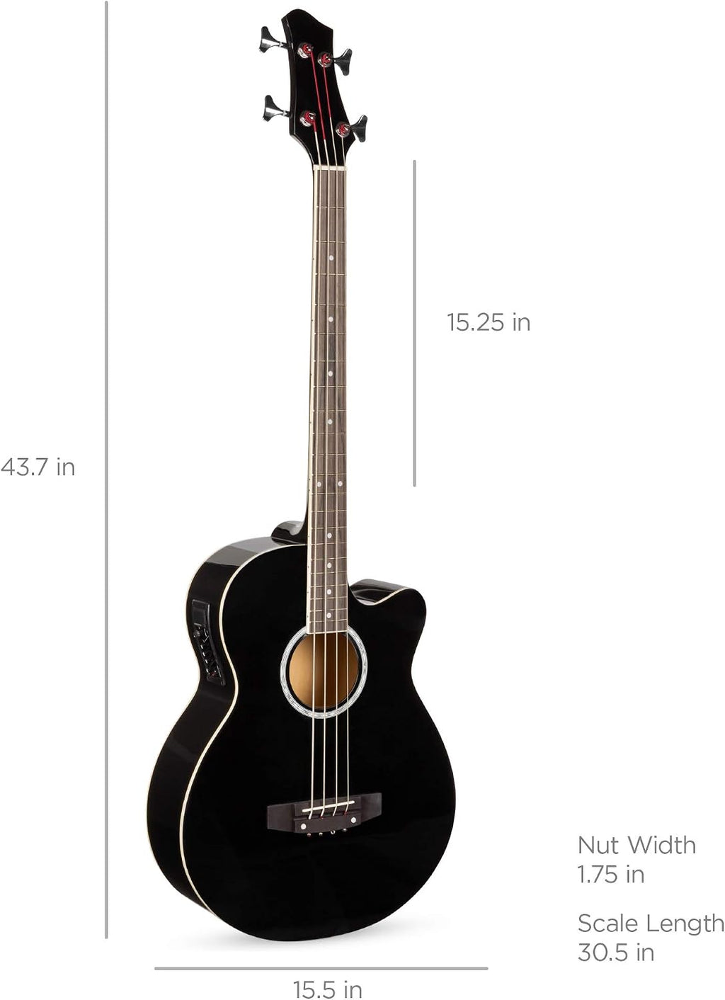 Best Choice Products Acoustic Electric Bass Guitar, Full Size 4 String, Fretted Bass Guitar w/Padded Gig Bag - Black