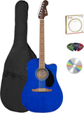 Fender California Redondo CE Acoustic-Electric Guitar - Saphire Blue Bundle with Gig Bag, Strings, Picks, and Austin Bazaar Instructional DVD