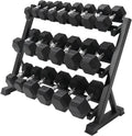 RITFIT Rubber Hex Dumbbells Set with Rack, 180-780LB Heavy-Duty Cast Iron Core, Knurled Chrome Handle, Space-Saving Storage Rack for Home Gym Strength Training