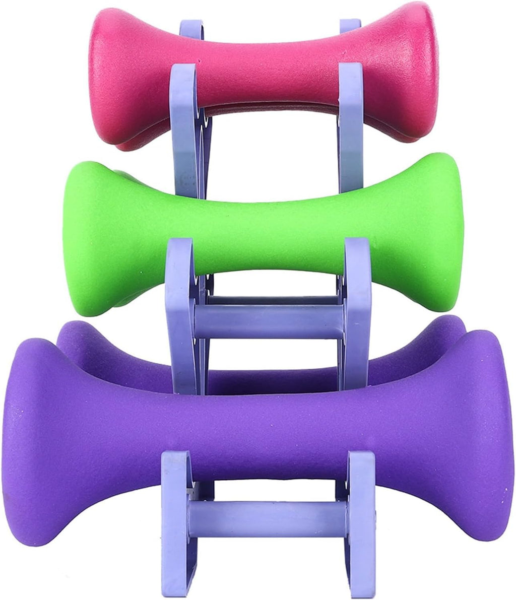 Cryfokt Ergonomic Dumbbell Set with Stand, 6Pcs Anti Slip Hand Fitness Weights Set, Colorful Hand Weights Dumbbells Set for Bodybuilding Exercise, Muscle Training (2lb 3lb 5lb)