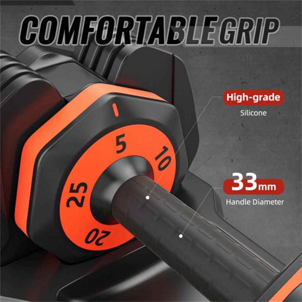 Adjustable Dumbbell Set 25LB Pairs Dumbbell Weights 5 in 1 Free Weight Adjust with Anti-Slip Metal Handle for Home Gym Exercise Equipment, Black