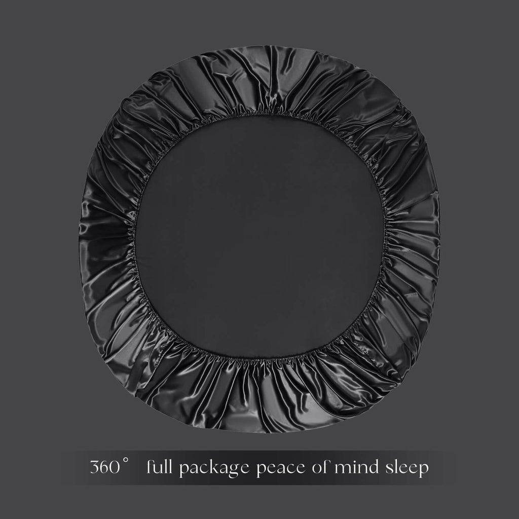 DISANGNI 22 Momme 100% Mulberry Silk Bedding Set - 4-Piece Luxury (2 Pillowcases, 1 Fitted Sheet, 1 Flat Sheet) - 6A Grade Natural Silk (Black, Queen)
