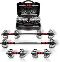Fitness Dumbbells Set, Adjustable Weight Sets up to 66 lbs, with Metal Connecting Rod Used As Barbell, Chromed Weights, Hardcover Gift Box, Home Gym Work Out Training Equipment (66.00, Pounds)