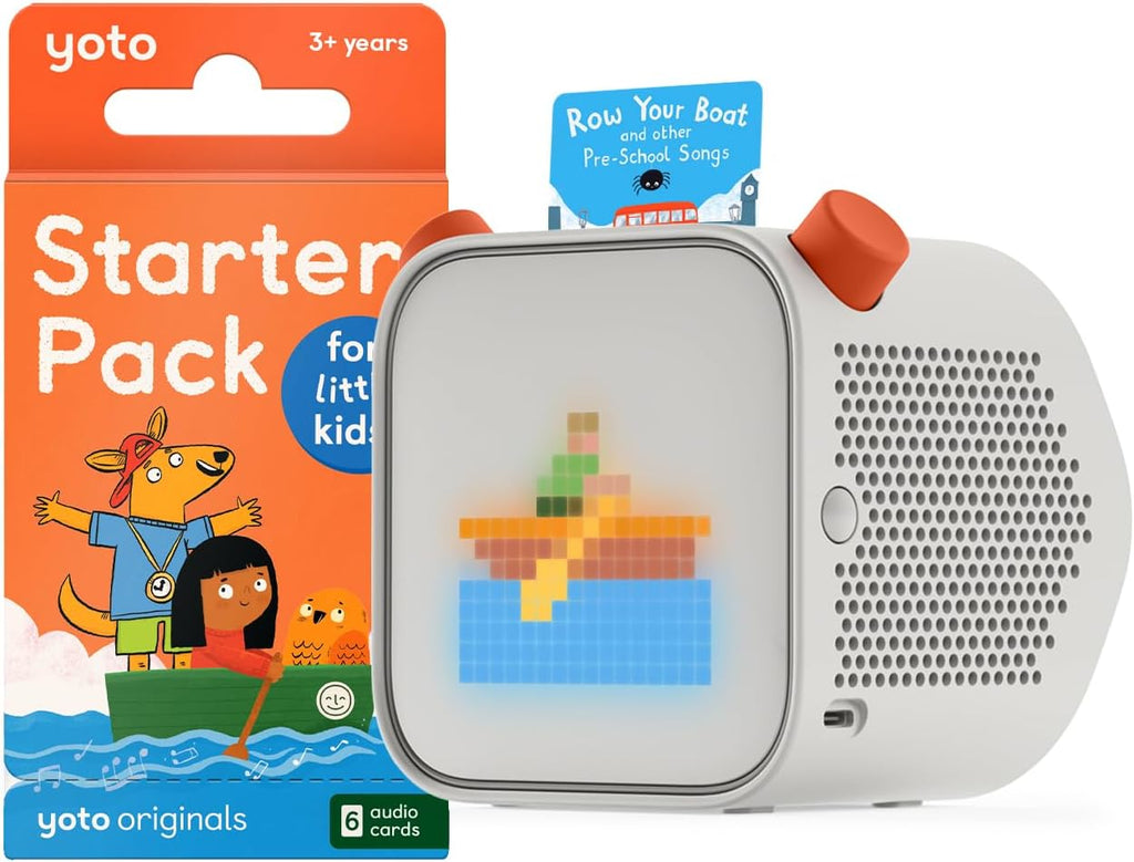YOTO Player (3rd Gen.) + Starter Pack for Little Kids Bundle – Kids Bluetooth Audio Speaker, All-in-1 Screen-Free Device for Stories Music Podcasts Radio White Noise Thermometer Nightlight