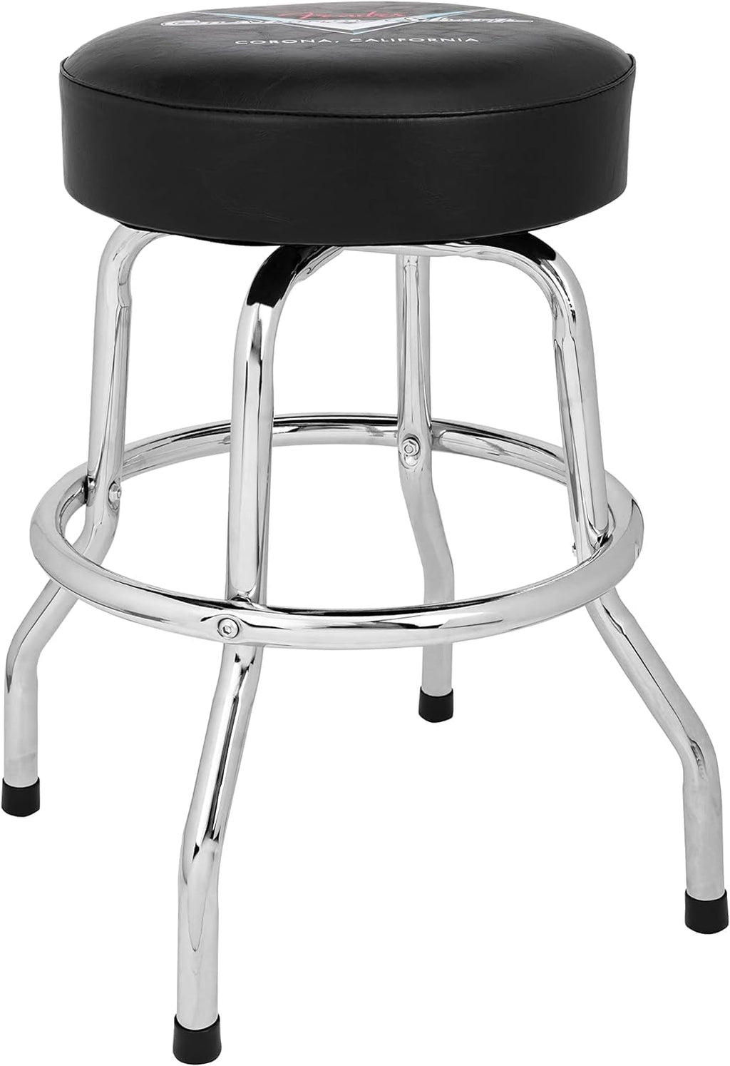 Fender Custom Shop Chevron Logo Swivel Barstool, Great Gifts for Dad, with 1 Year Limited Warranty, Simple Assembly, Black/Black, 24'