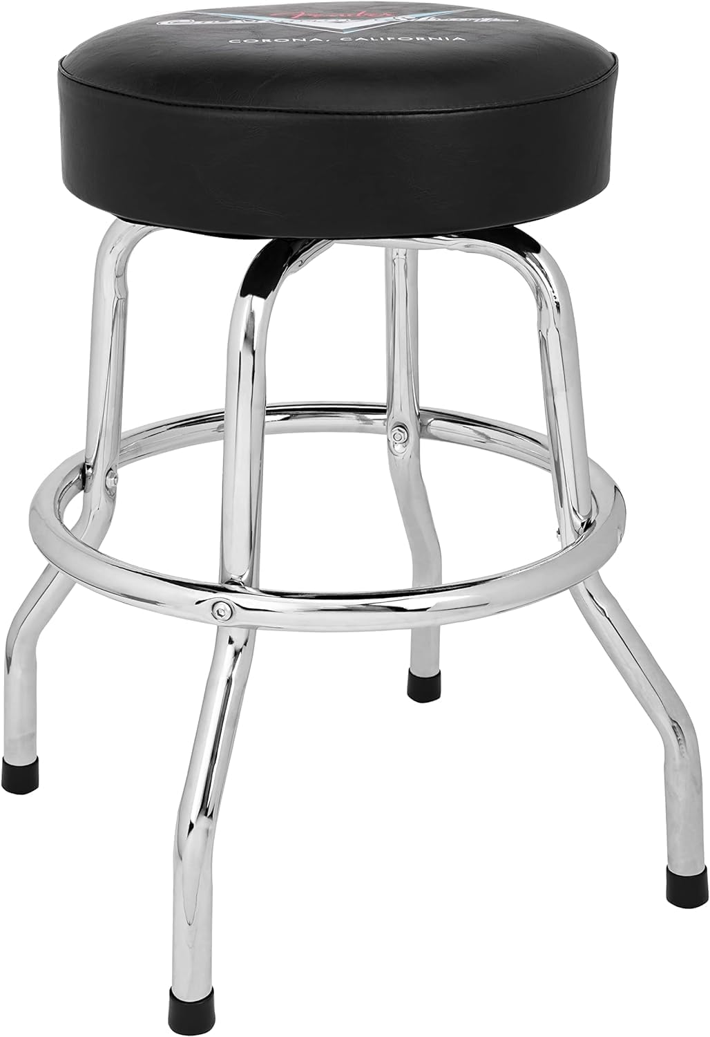 Fender Custom Shop Chevron Logo Swivel Barstool, Great Gifts for Dad, with 1 Year Limited Warranty, Simple Assembly, Black/Black, 24'