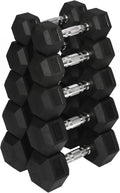 Signature Fitness Rubber Encased Hex Dumbbell, Set Including 10, 15, 20, 30LB Pairs