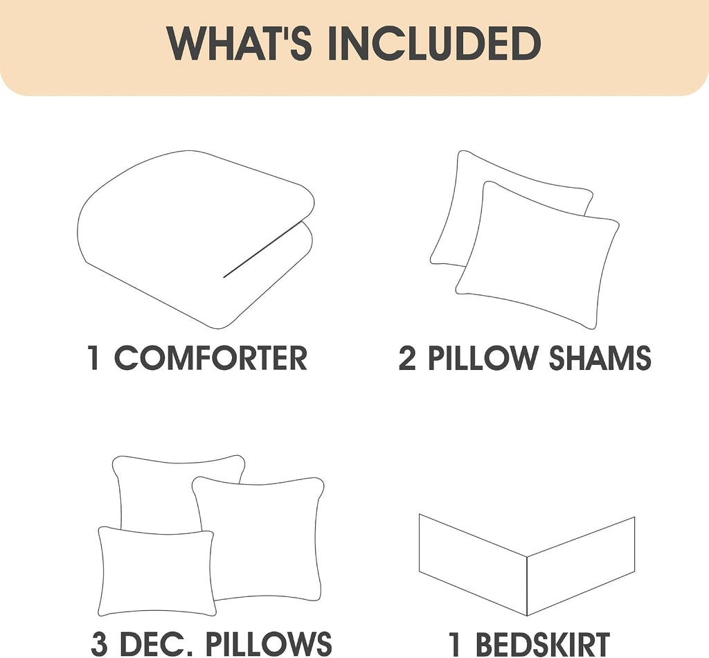 LANCO MODERN LIFESTYLE 7 Piece Comforter Set King, Rust, Bed in a Bag, Corduroy Textured Bedding Set with Comforter, Bed Skirt, Pillow Shams and Decor Pillows, Luxury Modern Home Decor