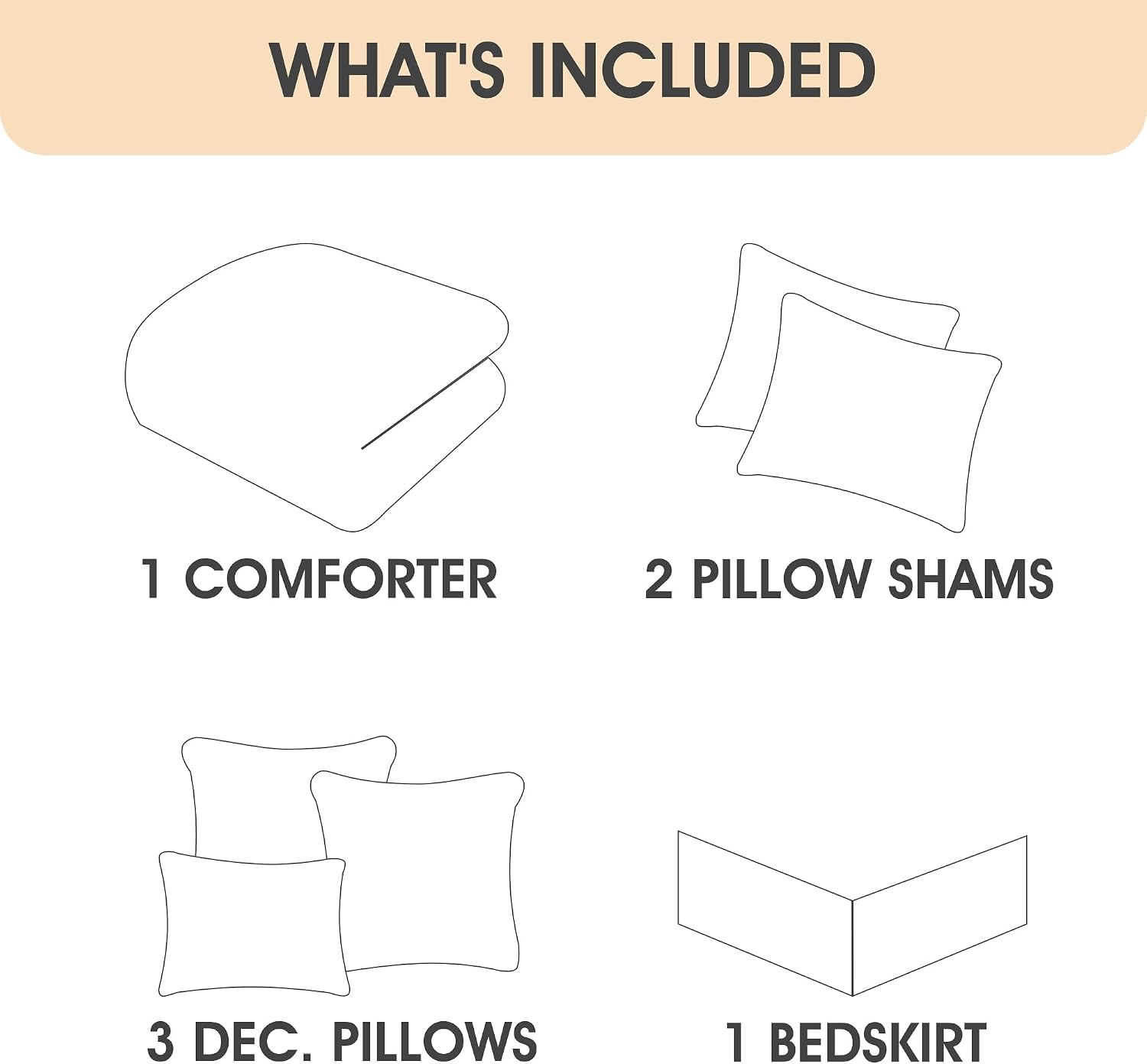 LANCO MODERN LIFESTYLE White Comforter Set 7 Piece, Queen, Tufted Embroidery Geometric, Ultimate Comfort Bedding Set for All Seasons, Bed in a Bag Included Comforter, Bedskirt, Shams and Decor Pillows