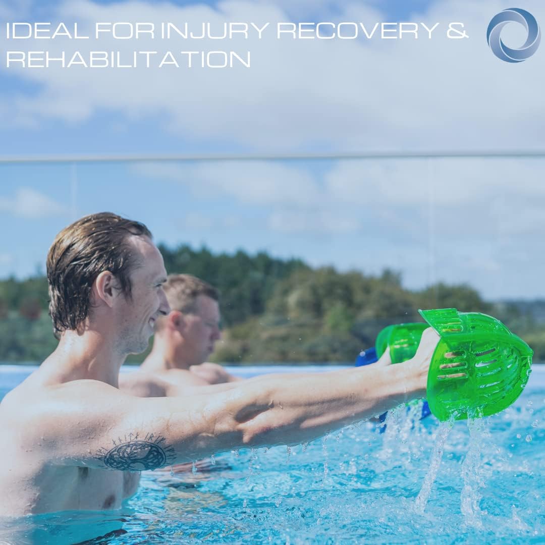Total Body Pool Weights for Water Exercise Bundle, Polycarbonate Upper Body Bells & Padded Lower Body Fins, Aqua Therapy, Pool Exercise, Water Aerobics, Color Indicate Resistance Level