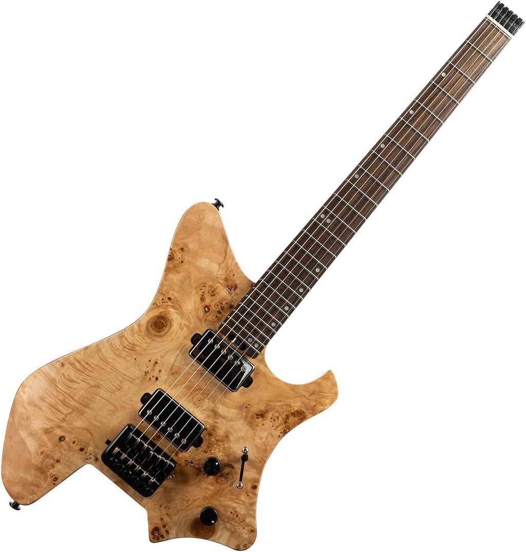 EART GW2 25.5' Headless Electric Guitar - Roasted Padauk Soild Body/5pc Maple Neck - Alnico-V Pickups, Stainless Frets