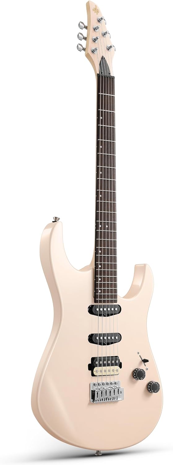 Donner DMT-66 Solid Body Electric Guitar Kit for Beginners, Full Size 39 Inch Electric Guitar with HSS Pickups, Poplar Body, Maple Neck, Starter Guitar with Gig Bag, Strap, Whammy Bar, Wrench, Pink
