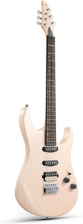 Donner DMT-66 Solid Body Electric Guitar Kit for Beginners, Full Size 39 Inch Electric Guitar with HSS Pickups, Poplar Body, Maple Neck, Starter Guitar with Gig Bag, Strap, Whammy Bar, Wrench, Pink