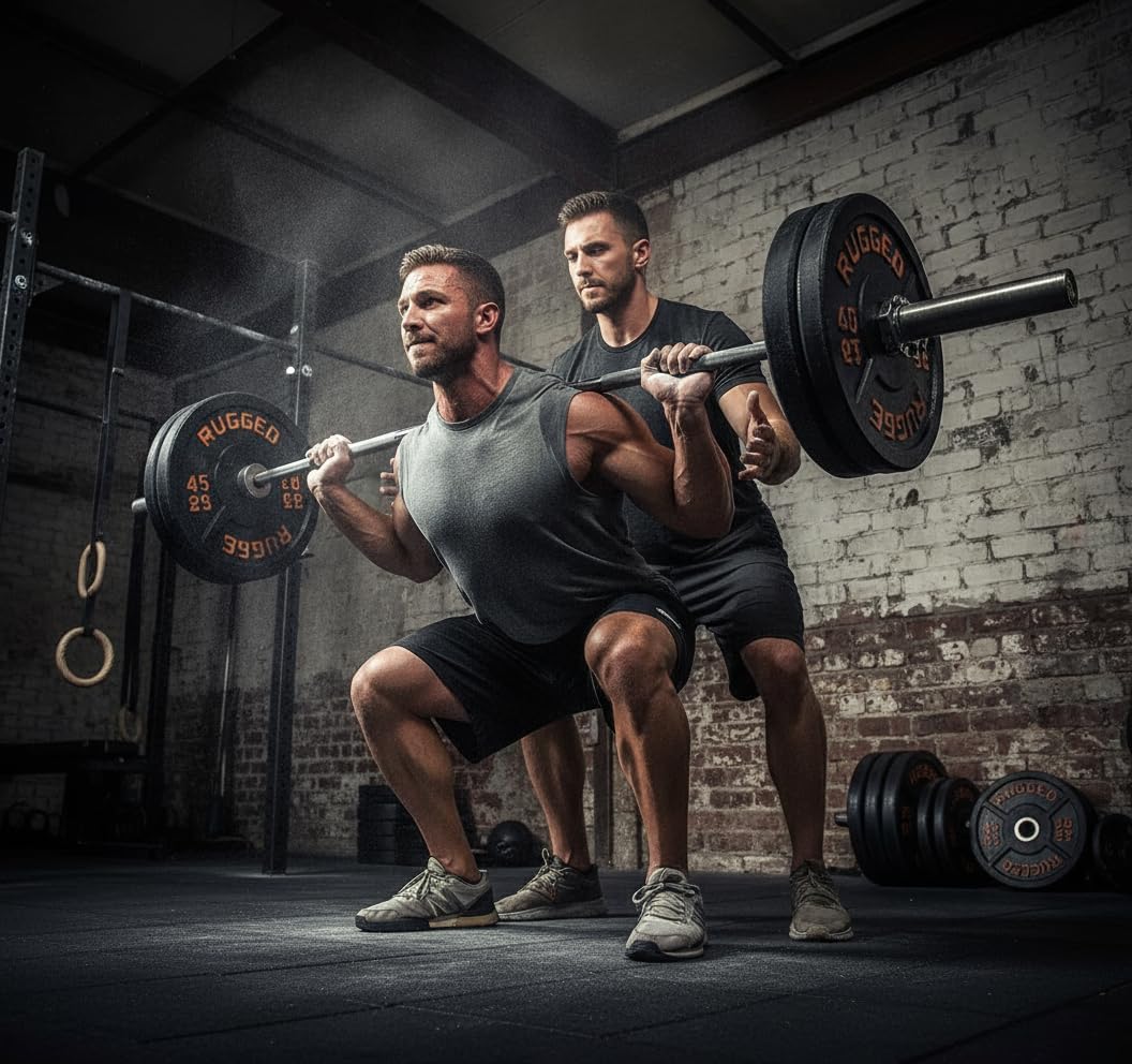 Rugged Strength & Fitness Heavy Duty Cast Iron 255 lbs. Olympic Weight Plate Set - Free Weights, Dumbbell Plates, 2 Inch Standard Hole for Barbell, Deep Dish Design, Black