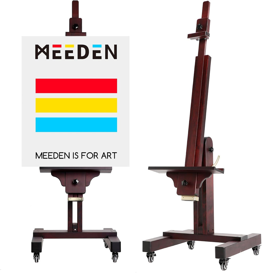 MEEDEN Heavy Duty Painting Easel: Professional Solid Beechwood Large Easel Holds Canvas Art up to 71' High - Tilts Flat Easily Wooden Floor Easel for Adult Artist Beginners Art Studios
