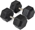 Titan Fitness Free Weights, Rubber Coated Hex Dumbbell, Straight Stainless Steel Handle, Strength Training, Full Body Workout