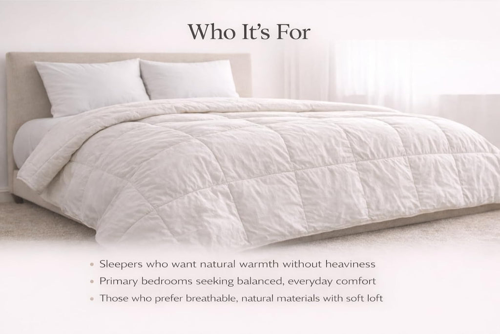 Continental Bedding Wool and Down Blend Comforter All Season Duvet Insert 300 Thread Count 100% Cotton Cover