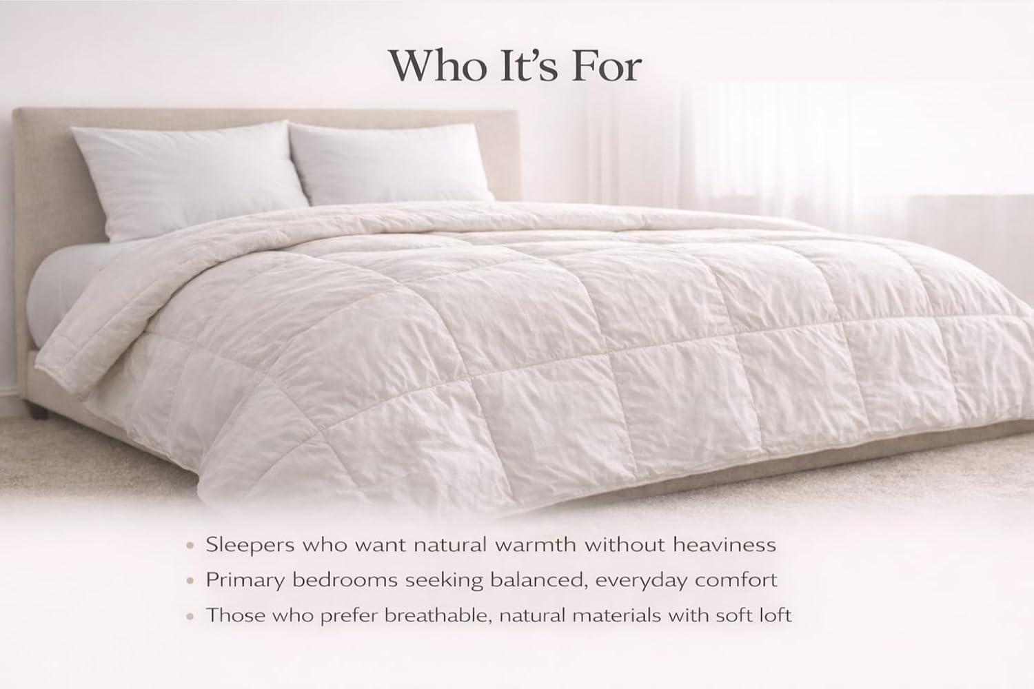Continental Bedding Wool and Down Blend Comforter All Season Duvet Insert 300 Thread Count 100% Cotton Cover
