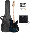 GLARRY Full Size Electric Guitar for Music Lover Beginner with 20W Amp and Accessories Pack Guitar Bag (DARK BLUE, 39' Right Handed)