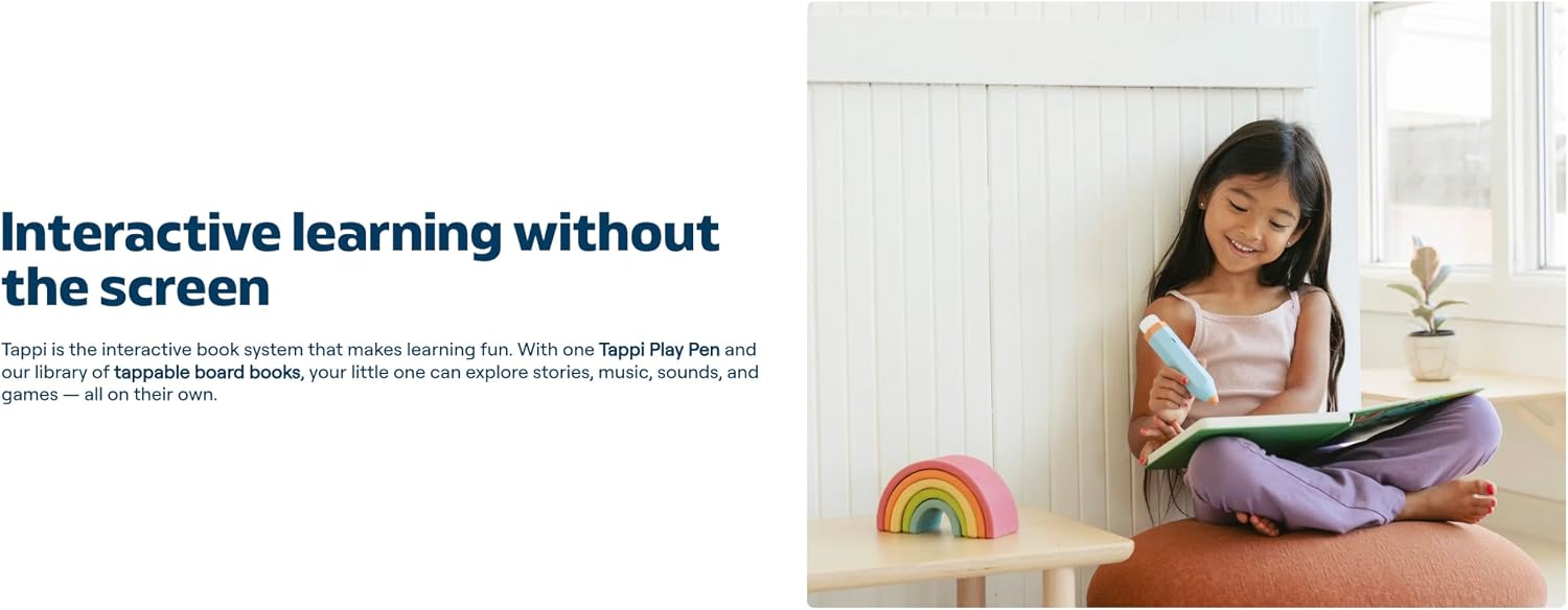 Tappi Interactive Learning System for Kids (Ages 2–6) – Starter Set with 3 Books + Tappi Play Pen – Screen-Free Sounds, Music & Games