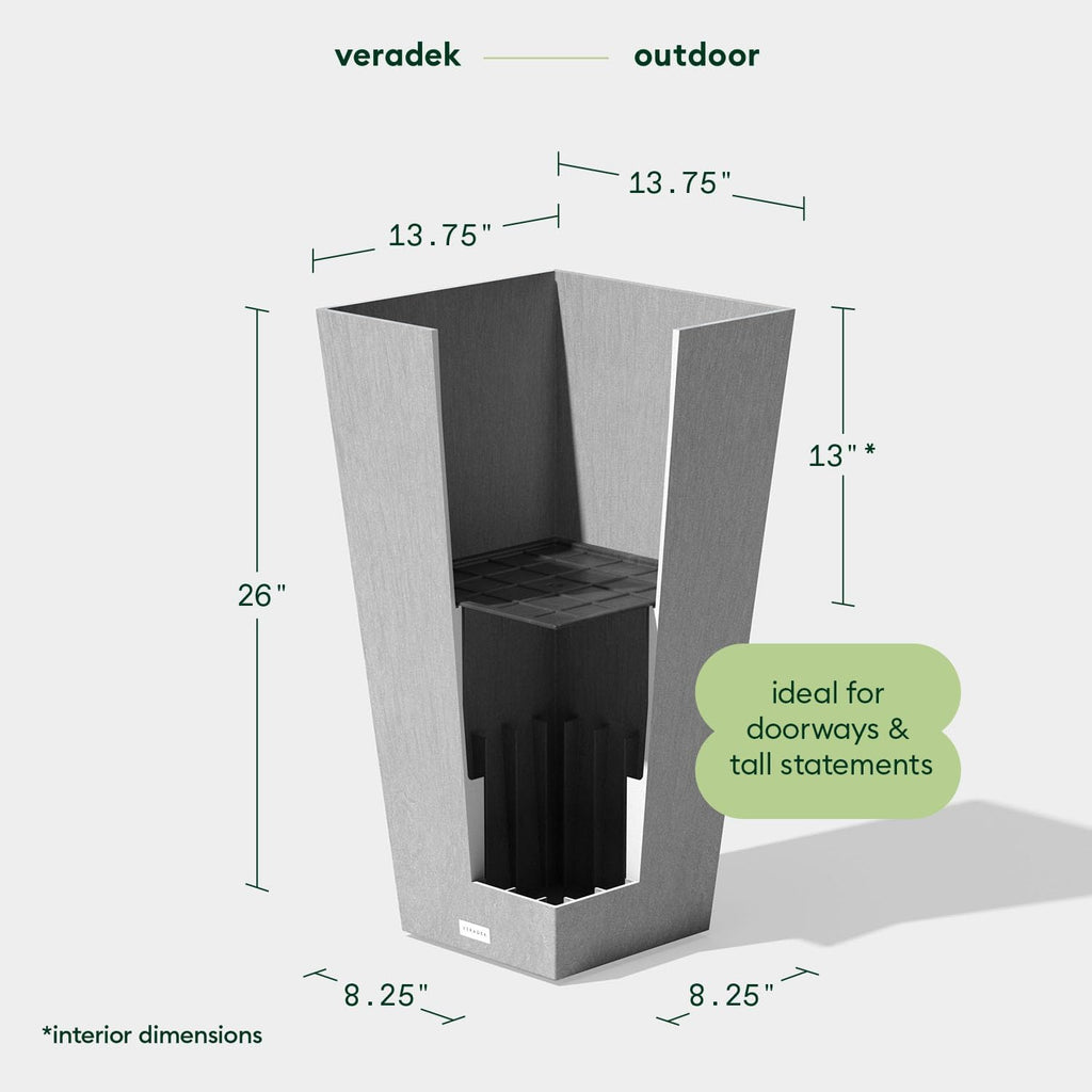 Veradek V-Resin Indoor/Outdoor Taper Planter, 2-Pack (26 inch, Grey)