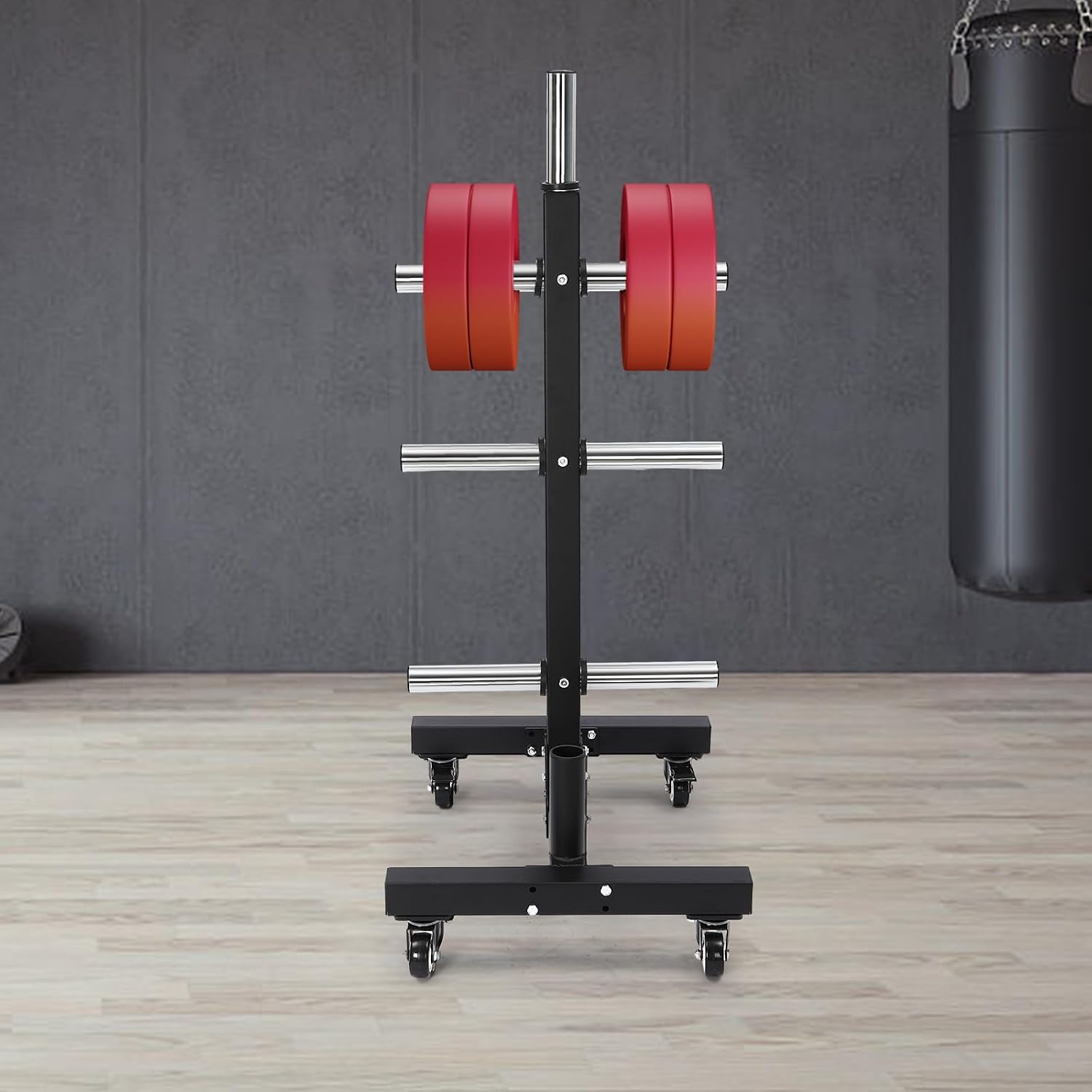 Dumbbell Rack, Removable Plate Rack Tree, Vertical Storage Tree with 4 Universal Wheels, Dumbbell Chip Storage Rack, Storage of Fitness Equipment, Q235 Steel, 500kg/1102.3lbs Load-Bearing