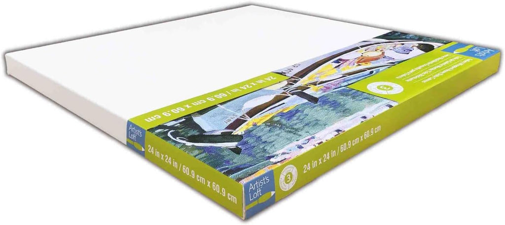 Artist's Loft 24' x 24' Level 3 Gallery Wrapped Heavy Duty Canvas - Archival, Acid Free Cotton Canvas for Acrylic and Oil Paint - Bulk 6 Pack