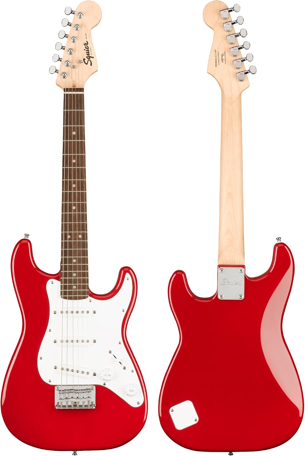 Fender Squier 3/4-Size Kids Mini Strat Electric Guitar - Dakota Red Bundle with Amplifier, Instrument Cable, Tuner, Strap, Picks, and Austin Bazaar Instructional DVD