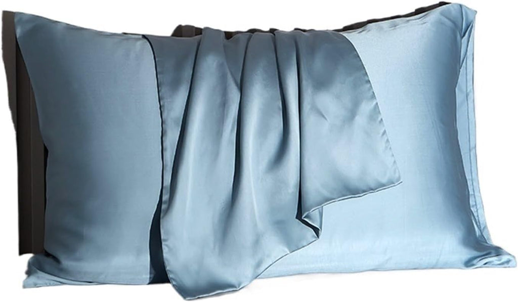 Silk Pillowcase Mulberry Silk Pillow Case Real Silk Protect Skin Pillowcase Bedding Pillow Cases Cover(Dark Green,50x70cm 2pcs)