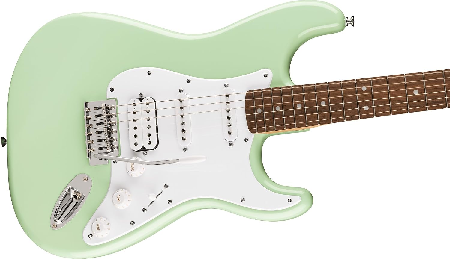 Fender Squier Sonic Stratocaster HSS - Surf Green Bundle with Frontman 10G Amp, Cable, Tuner, Strap, Picks, and Austin Bazaar Guitar DVD