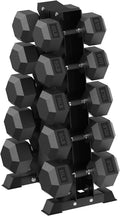 HANDBODE Hex Dumbbell Sets with Rack, 100-165 lb Rubber Encased Dumbbells for Strength Training, Exercise & Fitness, Home Gym Weight Set with Rack