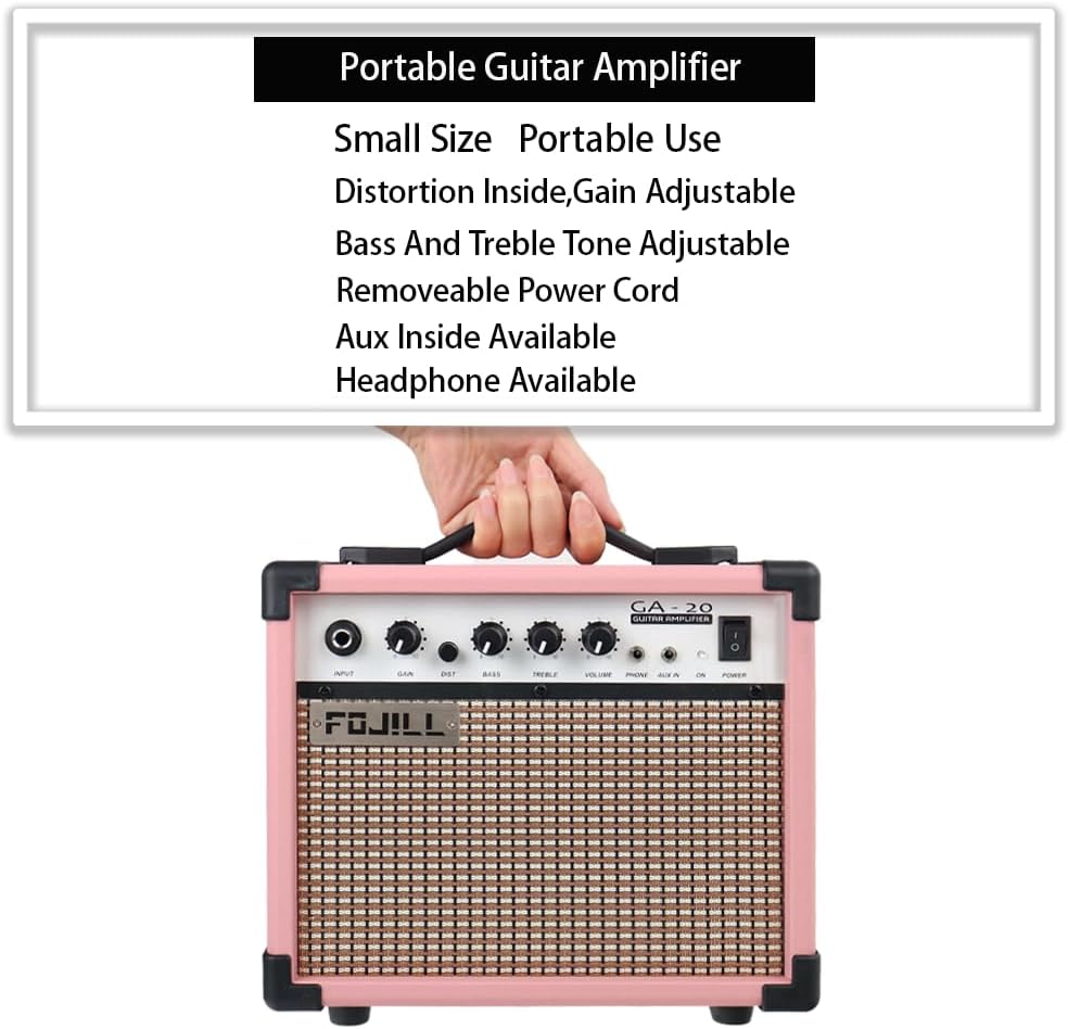 Fojill Heavy Metal Cool Shape Electric Guitar Kit Set Beginner Starter Combo Package Bundle 20W Amplifier Amp Accessory Padded gig Bag,Picks, Cable,Strap,Extra Strings (FCGK-50, Pink)