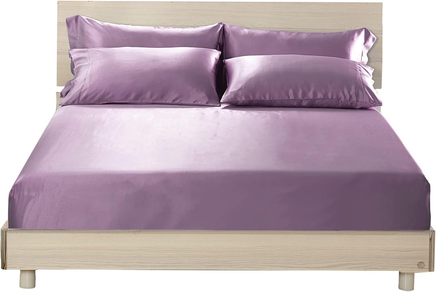 LilySilk 3PC Mulberry Silk Fitted Sheets Set, 6A Grade, 19 Momme, 2 Pillowcases & 1 Deep Pocket Sheet (16 Inch), King Size, Lavender