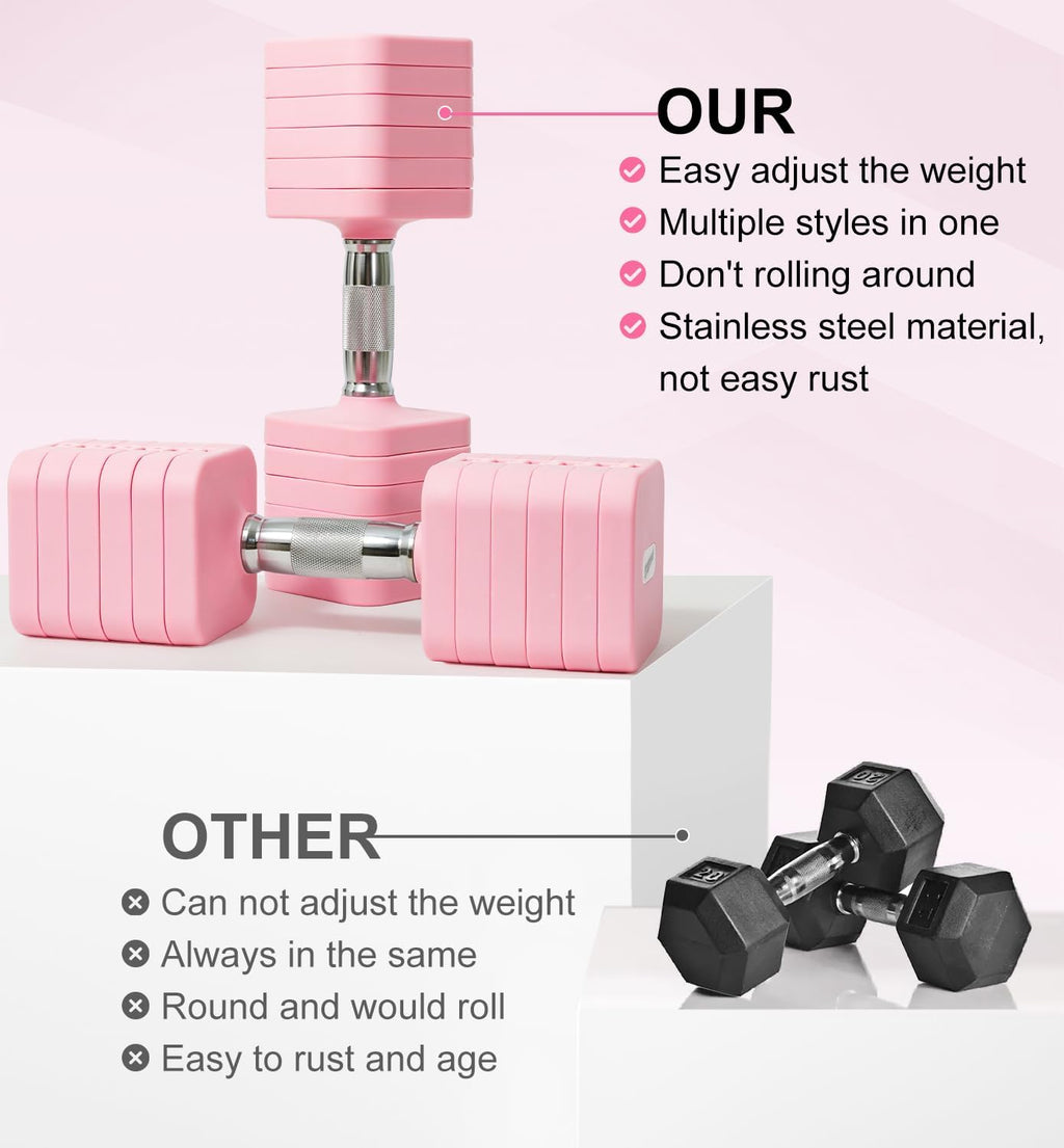 15LB 20LB 30LB 40LB 50LB Adjustable Dumbbell Set Free Weights Dumbbells Set for Women Men Hand Weights Sets Adjust Dumbbell Weight Sets for Home Gym Exercise Workout Strength Training Equipments