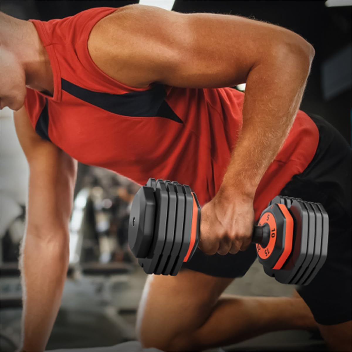 Adjustable Dumbbell Set 25LB Pairs Dumbbell Weights 5 in 1 Free Weight Adjust with Anti-Slip Metal Handle for Home Gym Exercise Equipment, Black