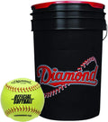 Diamond Sports 6-Gallon Black Ball Bucket with 18 12YSC 12-inch Yellow Softballs