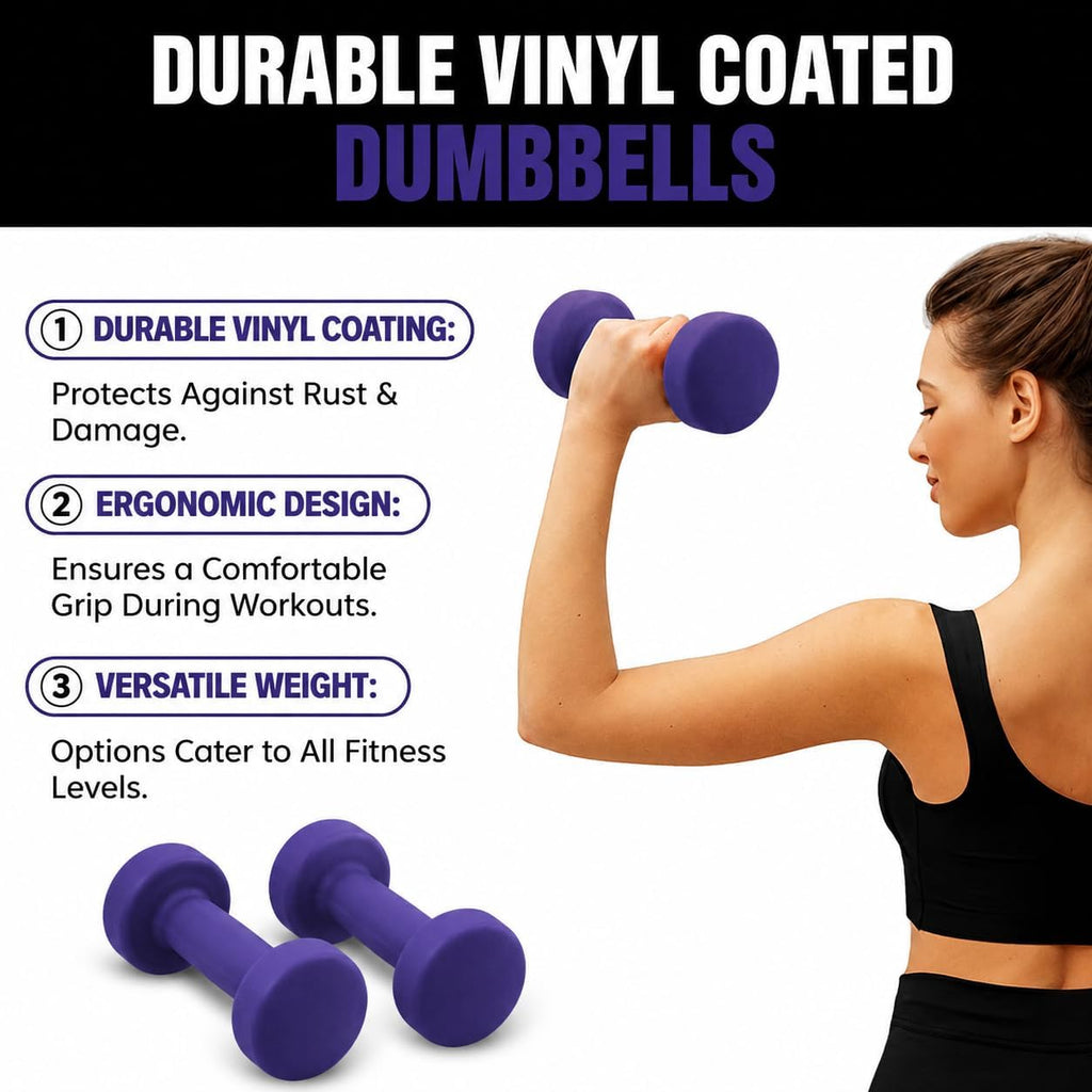 Neoprene Coated Fitbell Dumbbell (1LB to 10LB Pack of 1, 2, 4) | Dumbbell Set for Women & Men Durable Anti-Roll Anti-Slip Colour Blue | Ideal for Arm Rows Squats Chest Presses Bicep Curls